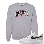 Light Iron Ore AF1s Crewneck Sweatshirt | Blessed Arch, Ash