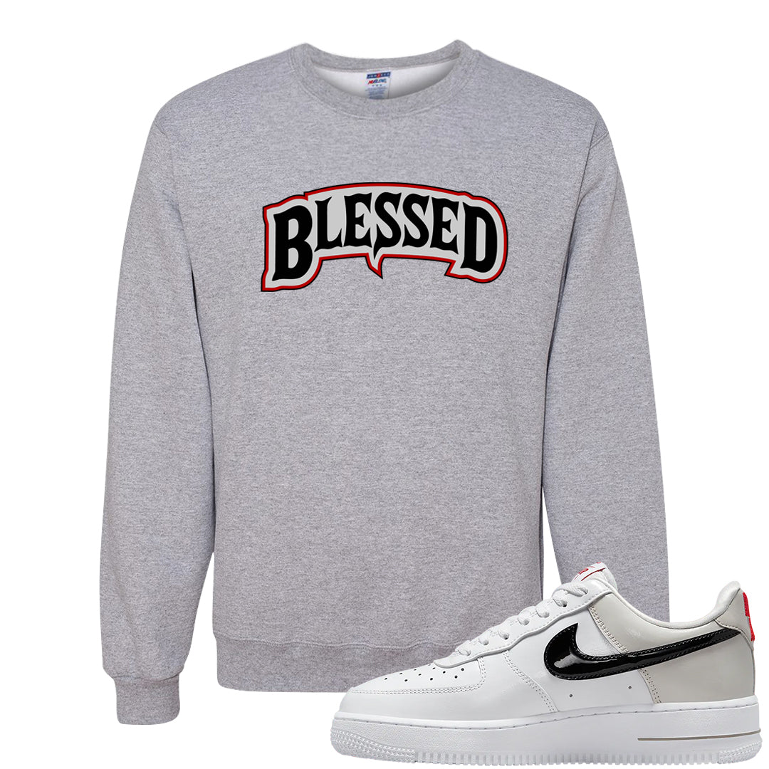 Light Iron Ore AF1s Crewneck Sweatshirt | Blessed Arch, Ash