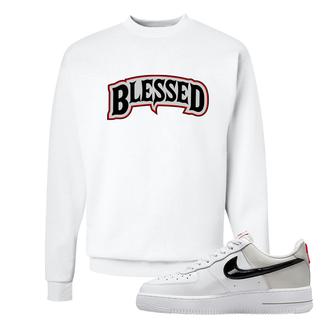 Light Iron Ore AF1s Crewneck Sweatshirt | Blessed Arch, White