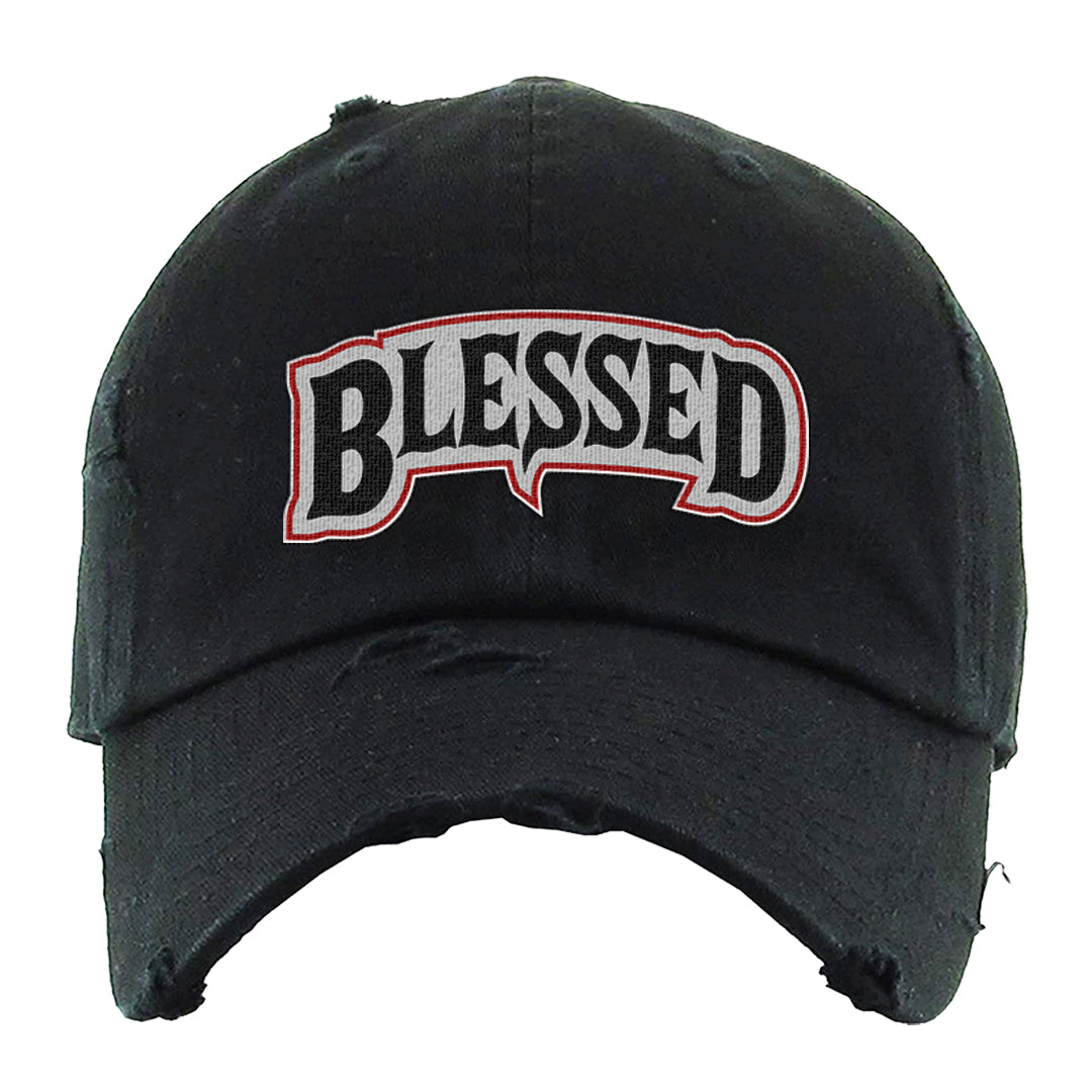 Light Iron Ore AF1s Distressed Dad Hat | Blessed Arch, Black