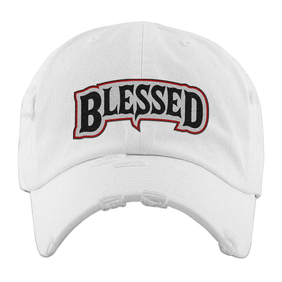 Light Iron Ore AF1s Distressed Dad Hat | Blessed Arch, White