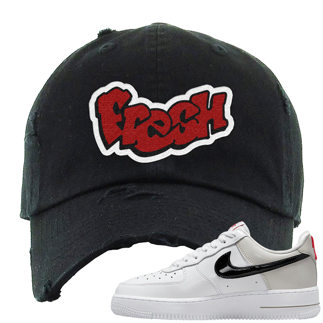 Light Iron Ore AF1s Distressed Dad Hat | Fresh, Black