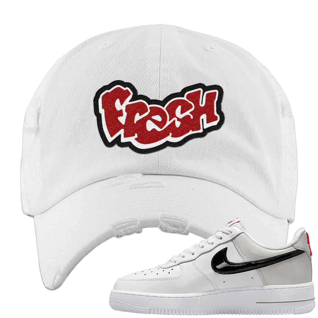 Light Iron Ore AF1s Distressed Dad Hat | Fresh, White