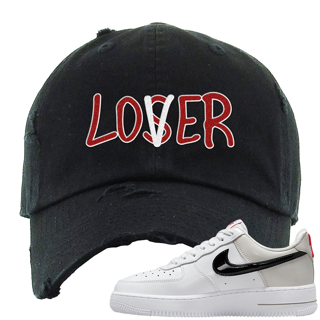 Light Iron Ore AF1s Distressed Dad Hat | Lover, Black
