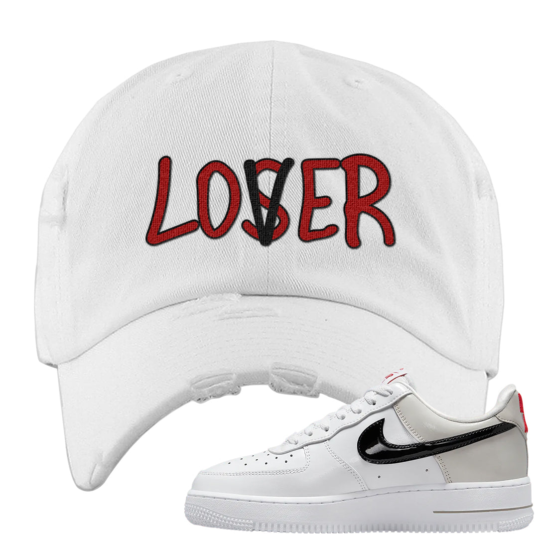 Light Iron Ore AF1s Distressed Dad Hat | Lover, White