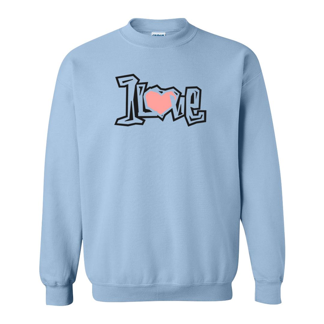 Multi-Pattern AF 1s Crewneck Sweatshirt | 1 Love, Light Blue