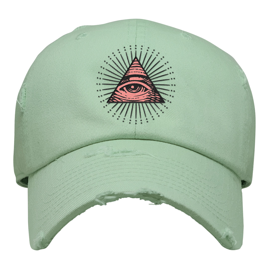 Multi-Pattern AF 1s Distressed Dad Hat | All Seeing Eye, Sage Green