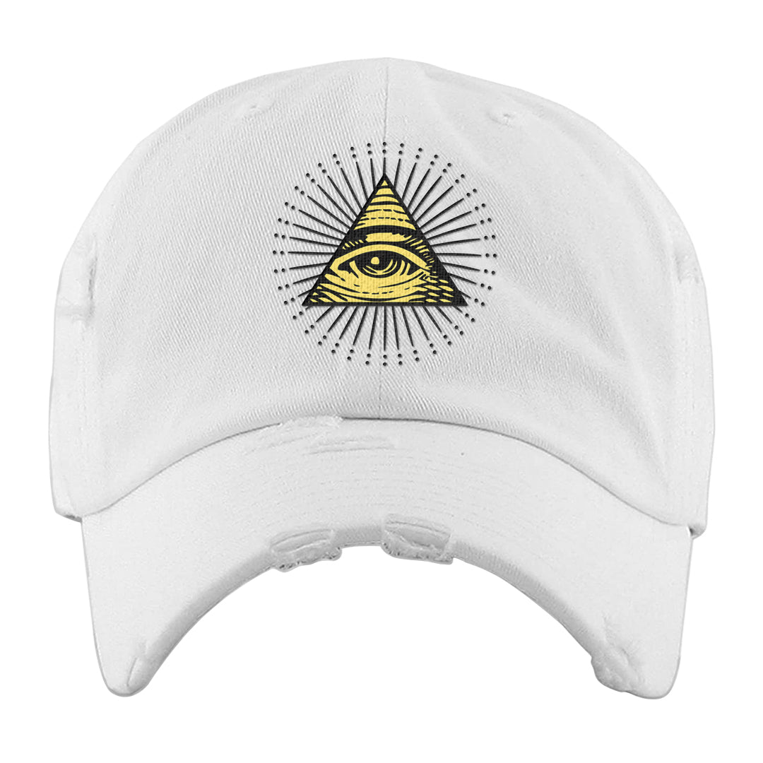 Multi-Pattern AF 1s Distressed Dad Hat | All Seeing Eye, White