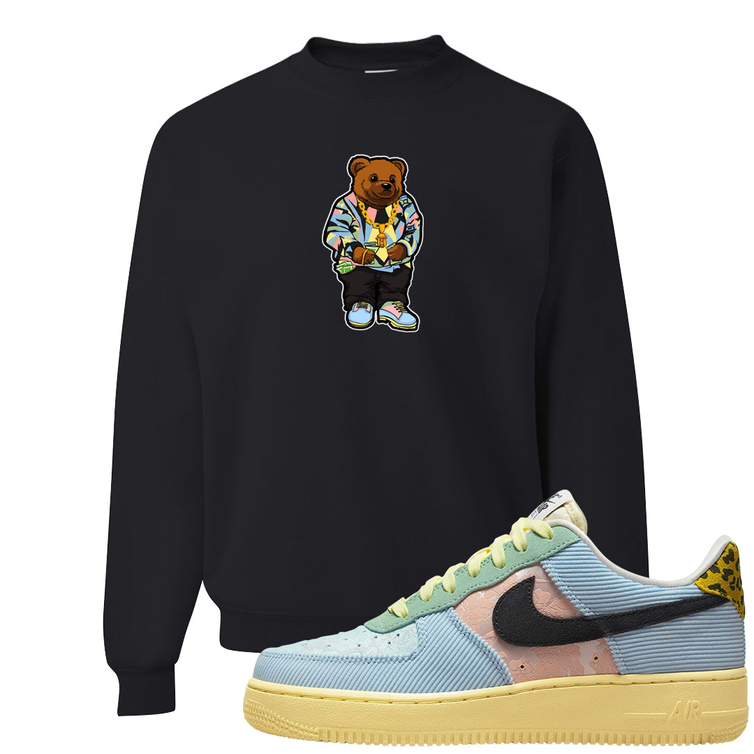 Multi-Pattern AF 1s Crewneck Sweatshirt | Sweater Bear, Black