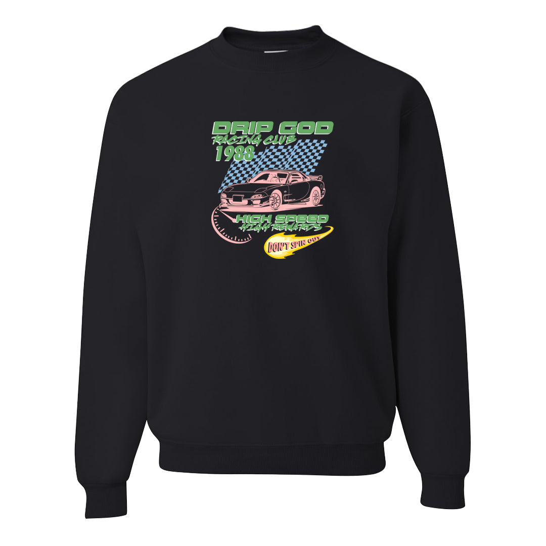 Multi-Pattern AF 1s Crewneck Sweatshirt | Drip God Racing Club, Black