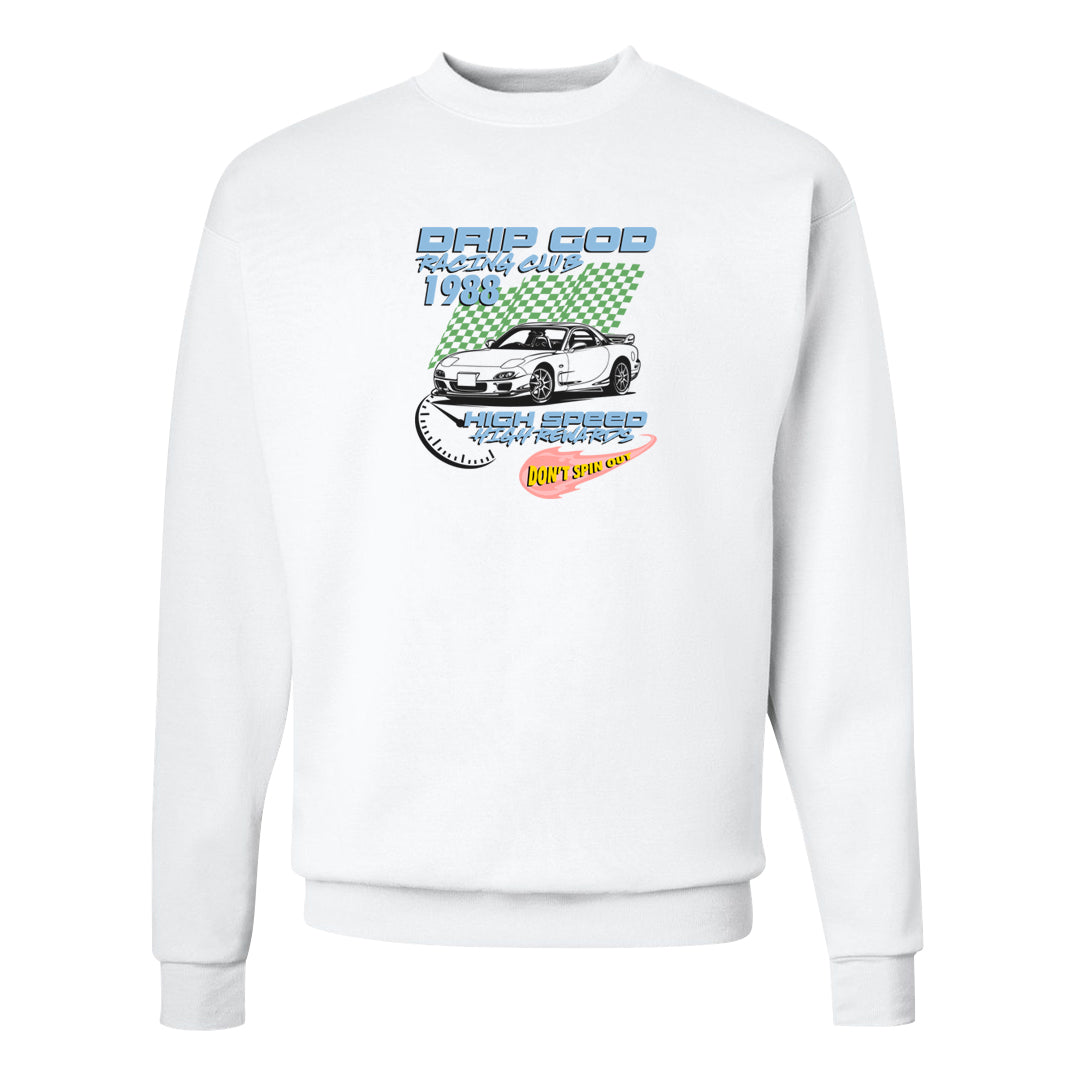 Multi-Pattern AF 1s Crewneck Sweatshirt | Drip God Racing Club, White