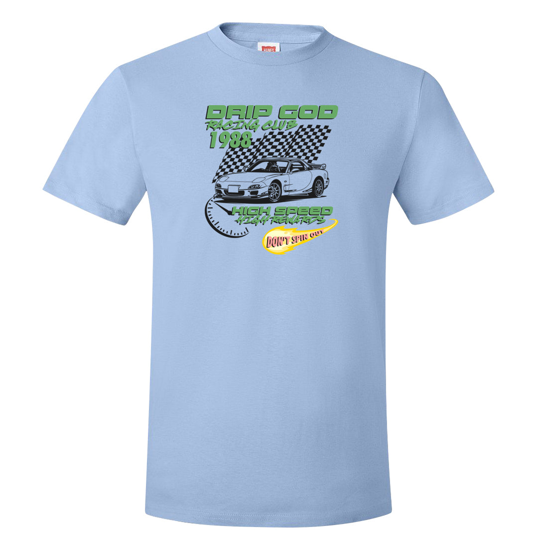 Multi-Pattern AF 1s T Shirt | Drip God Racing Club, Light Blue
