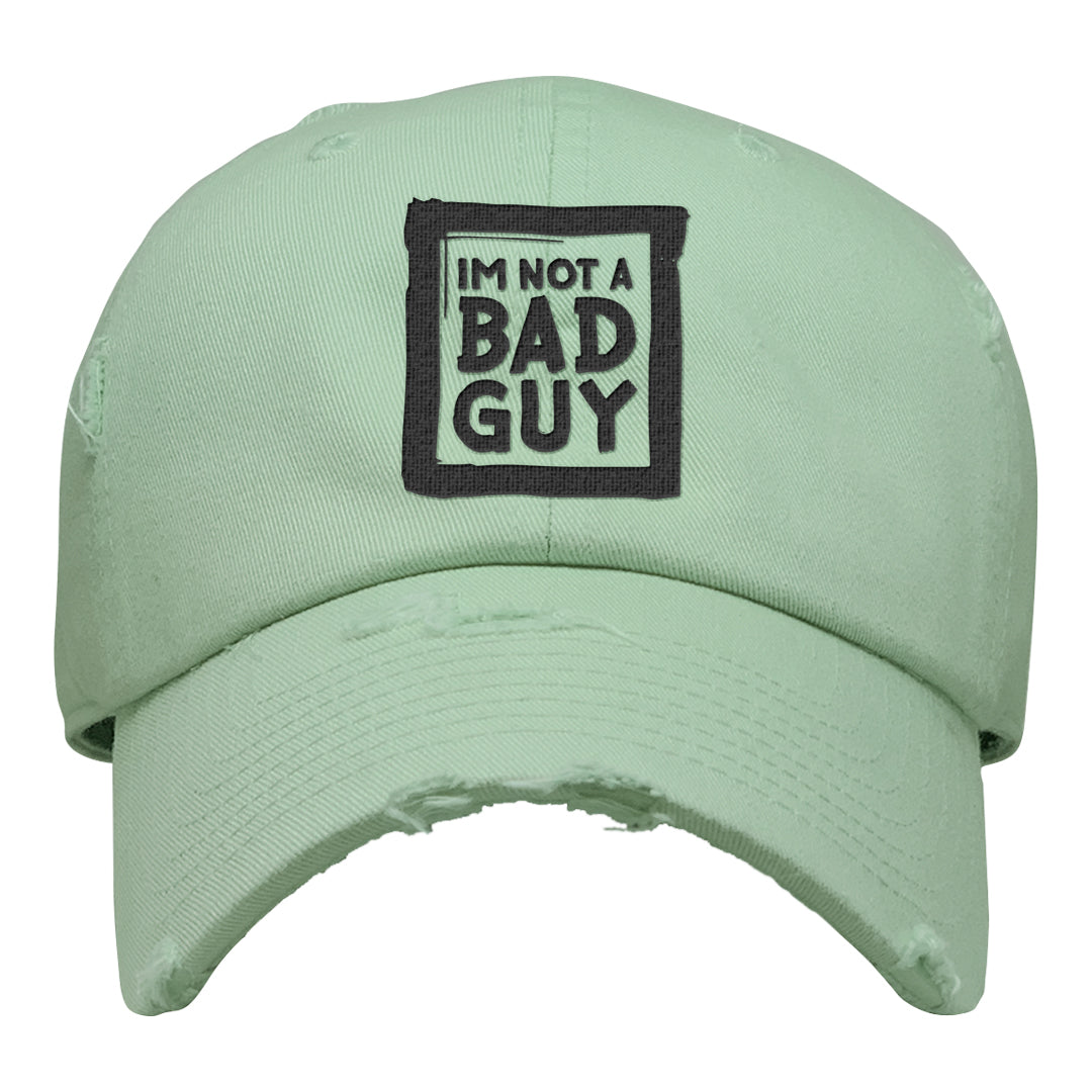 Multi-Pattern AF 1s Distressed Dad Hat | I'm Not A Bad Guy, Sage Green