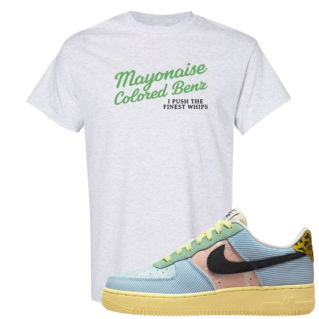 Multi-Pattern AF 1s T Shirt | Mayonaise Colored Benz, Ash