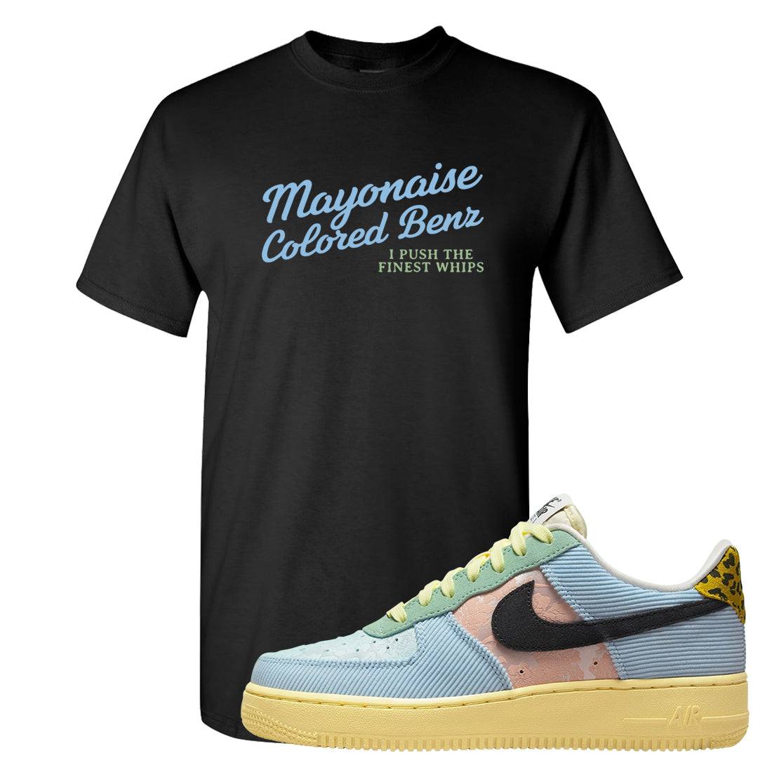 Multi-Pattern AF 1s T Shirt | Mayonaise Colored Benz, Black