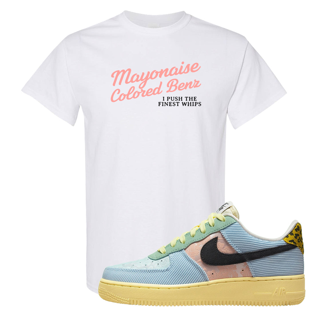 Multi-Pattern AF 1s T Shirt | Mayonaise Colored Benz, White