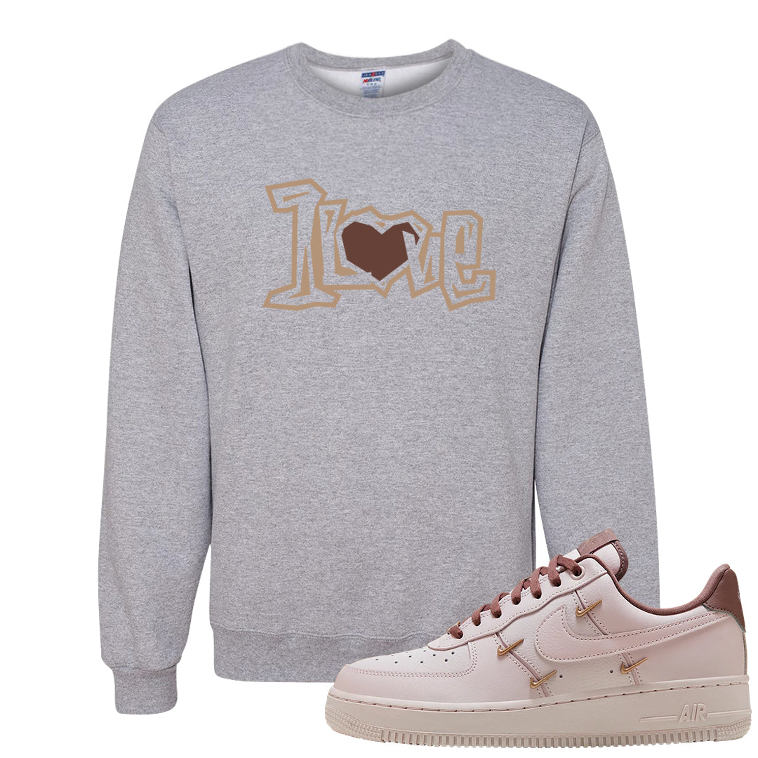 Pink Russet Low AF1s Crewneck Sweatshirt | 1 Love, Ash