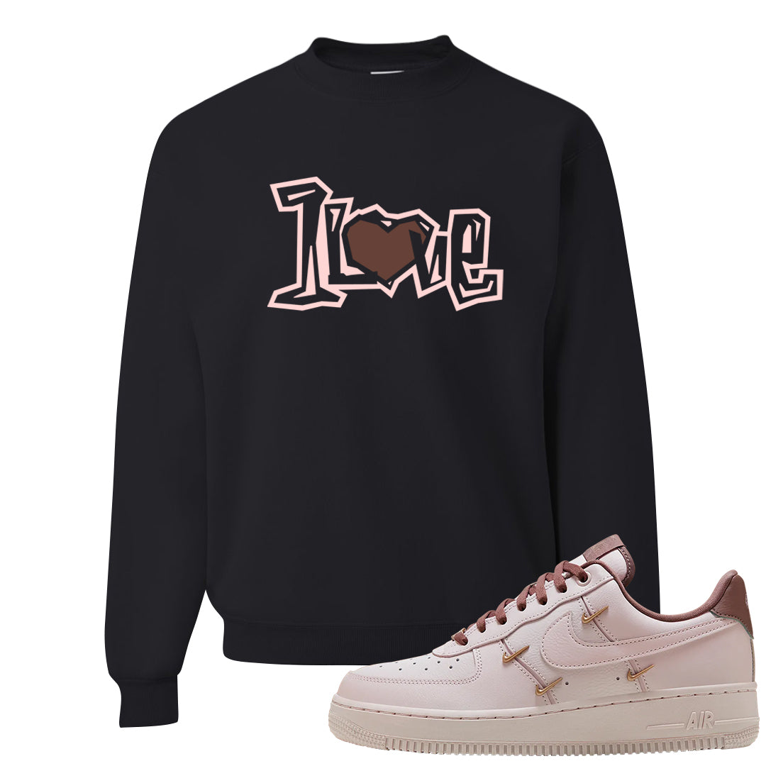 Pink Russet Low AF1s Crewneck Sweatshirt | 1 Love, Black