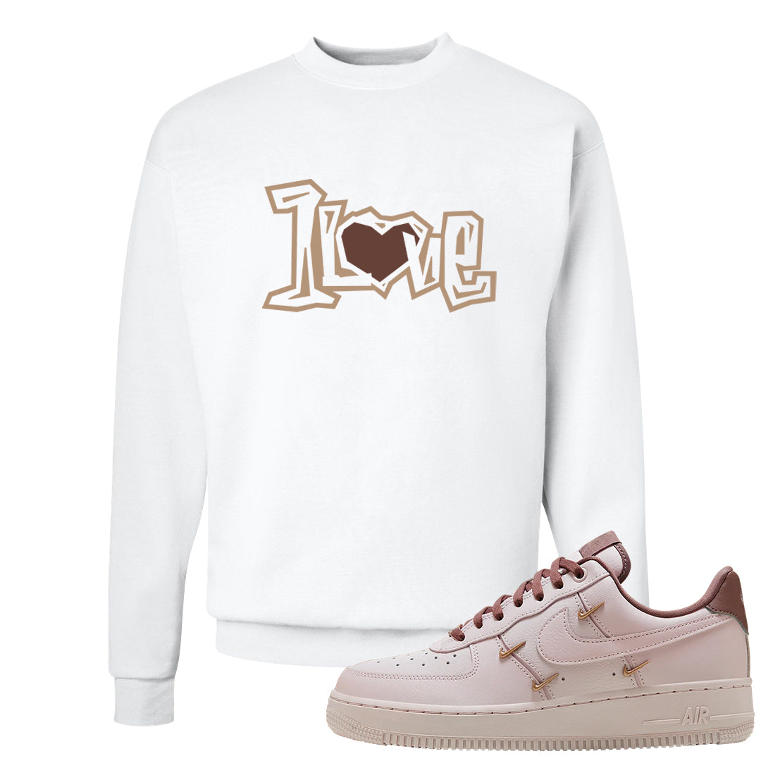 Pink Russet Low AF1s Crewneck Sweatshirt | 1 Love, White
