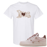 Pink Russet Low AF1s T Shirt | 1 Love, White