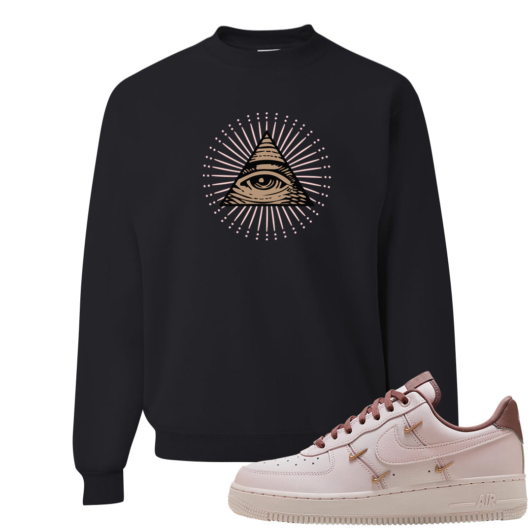 Pink Russet Low AF1s Crewneck Sweatshirt | All Seeing Eye, Black