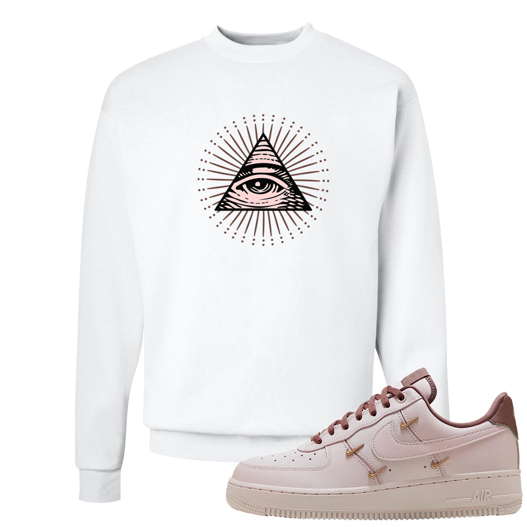 Pink Russet Low AF1s Crewneck Sweatshirt | All Seeing Eye, White