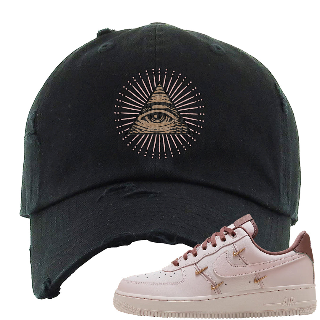 Pink Russet Low AF1s Distressed Dad Hat | All Seeing Eye, Black