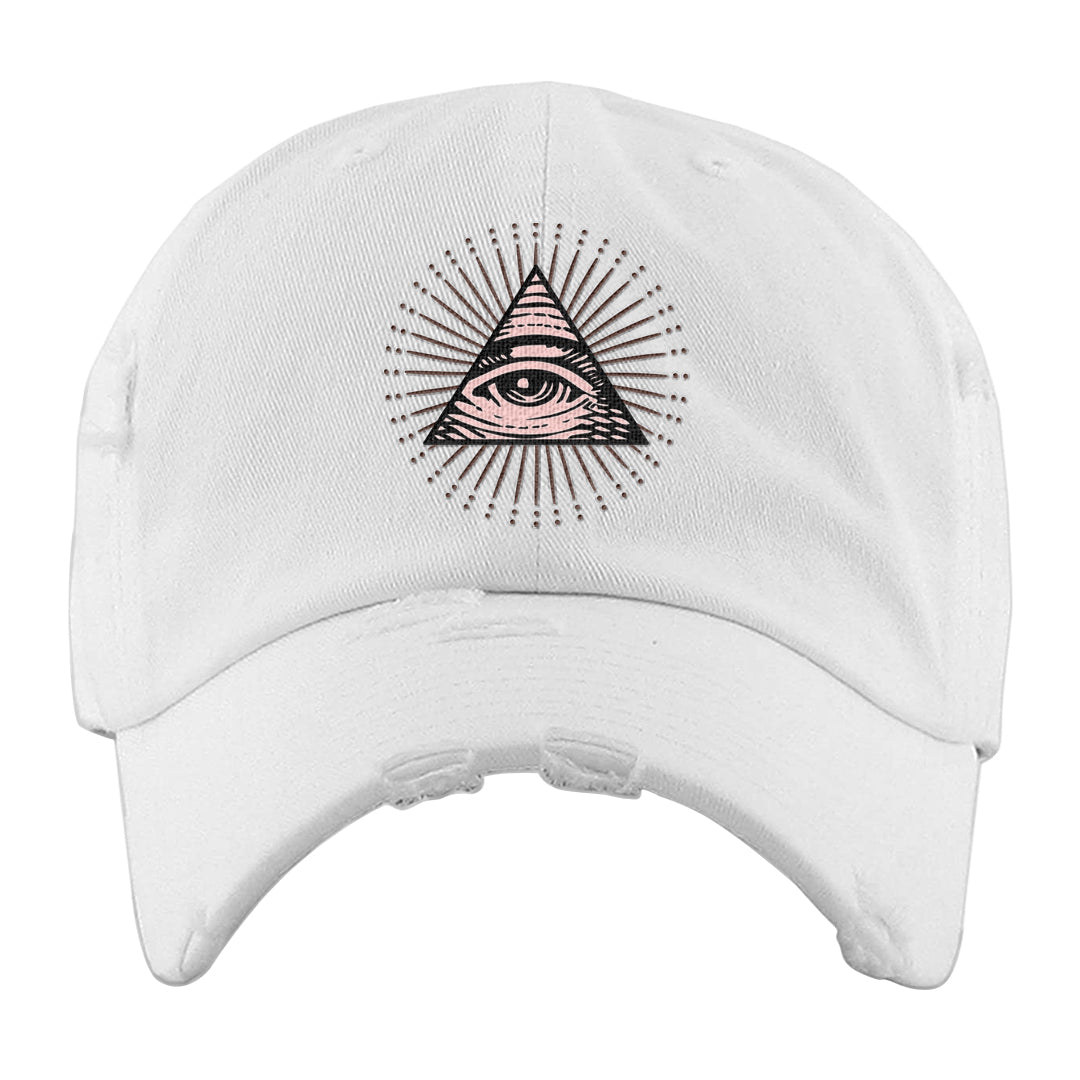 Pink Russet Low AF1s Distressed Dad Hat | All Seeing Eye, White