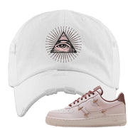 Pink Russet Low AF1s Distressed Dad Hat | All Seeing Eye, White