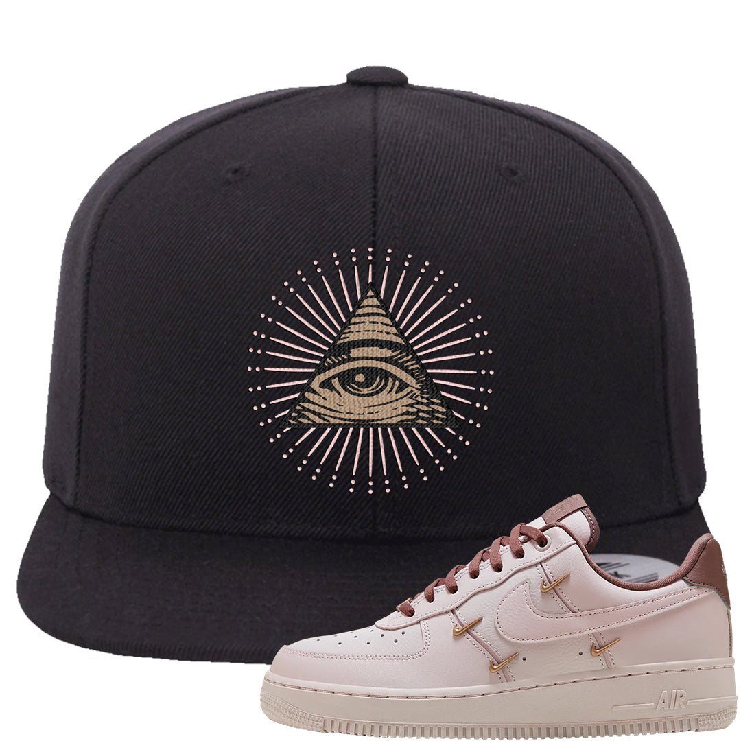 Pink Russet Low AF1s Snapback Hat | All Seeing Eye, Black