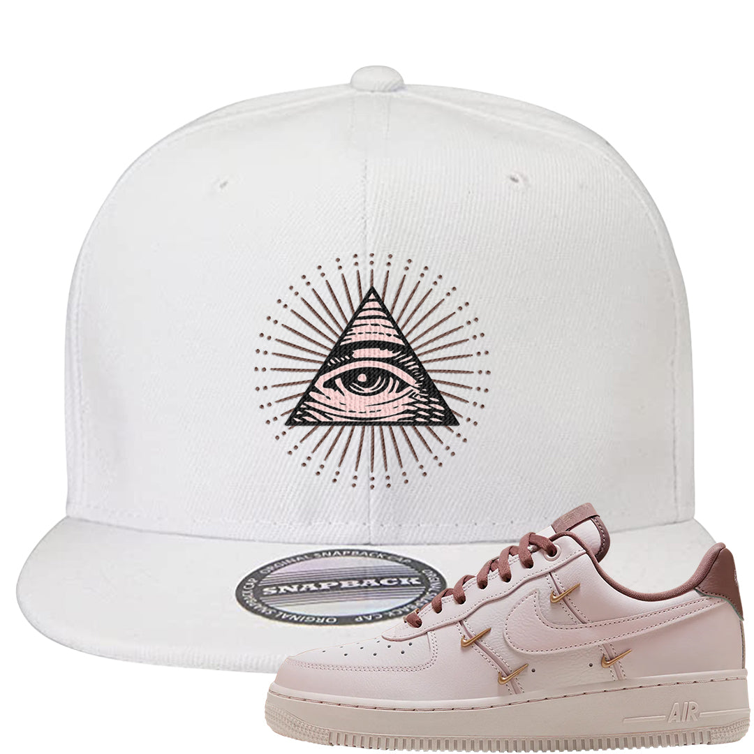 Pink Russet Low AF1s Snapback Hat | All Seeing Eye, White