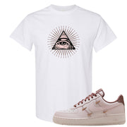 Pink Russet Low AF1s T Shirt | All Seeing Eye, White
