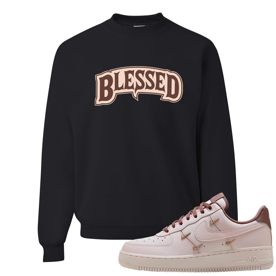 Pink Russet Low AF1s Crewneck Sweatshirt | Blessed Arch, Black