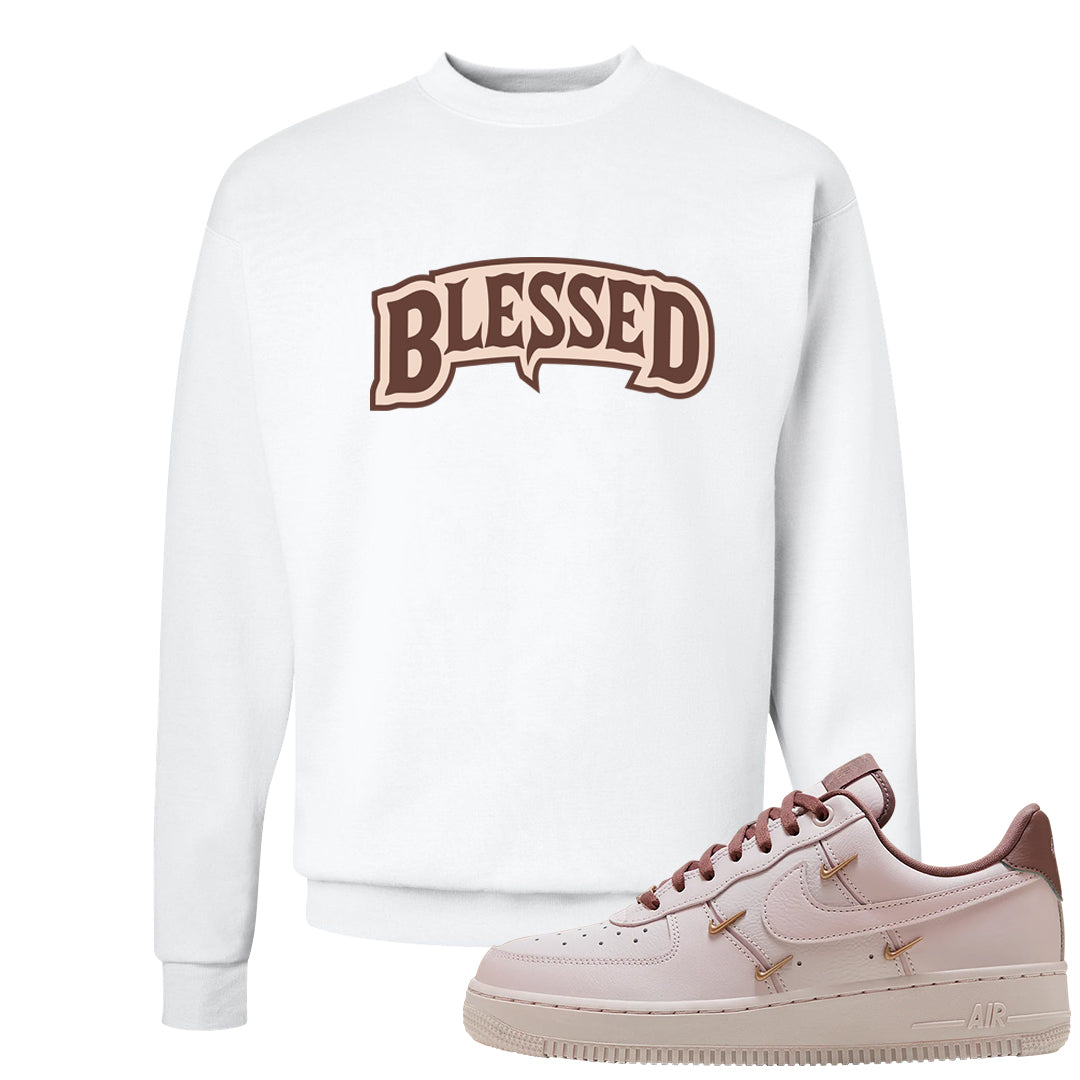 Pink Russet Low AF1s Crewneck Sweatshirt | Blessed Arch, White