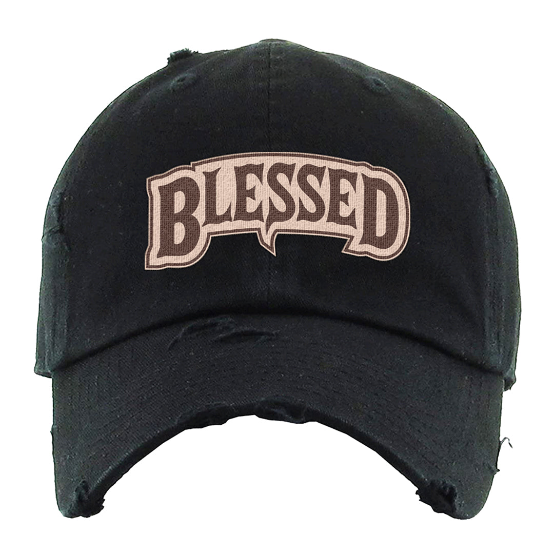 Pink Russet Low AF1s Distressed Dad Hat | Blessed Arch, Black