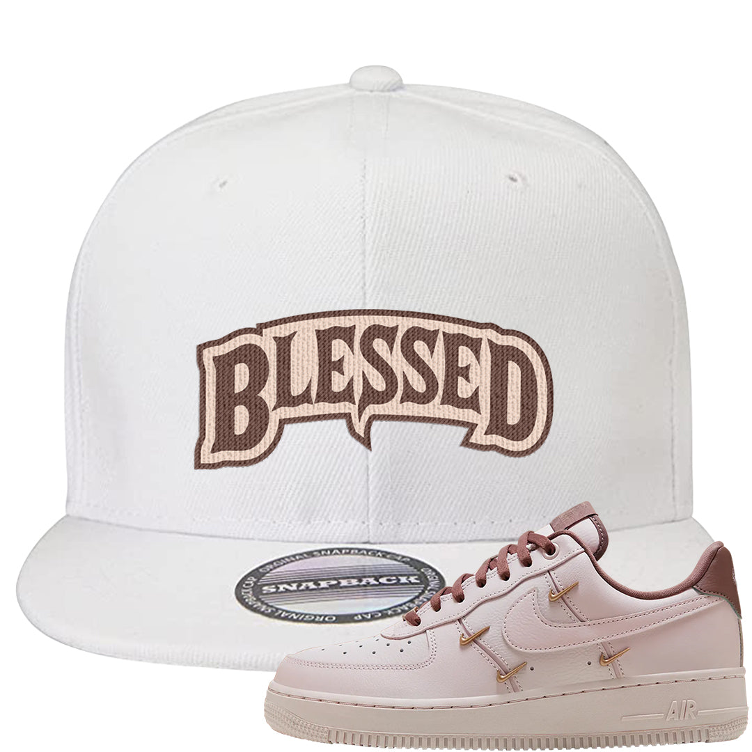 Pink Russet Low AF1s Snapback Hat | Blessed Arch, White