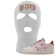 Pink Russet Low AF1s Ski Mask | Blessed Arch, White