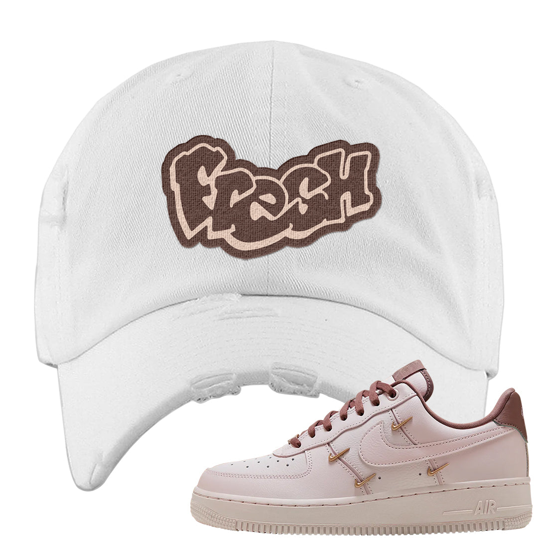 Pink Russet Low AF1s Distressed Dad Hat | Fresh, White