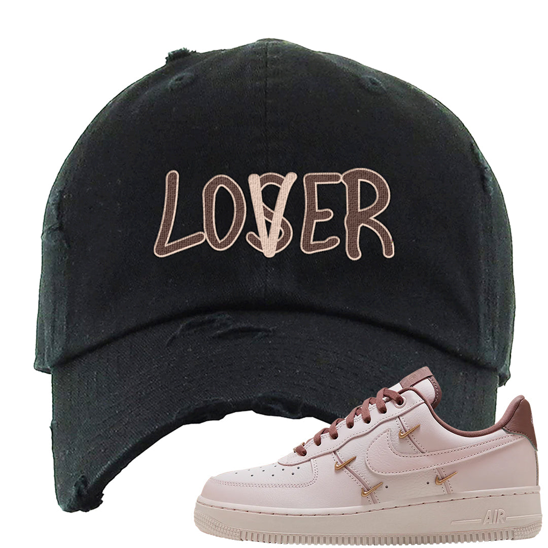 Pink Russet Low AF1s Distressed Dad Hat | Lover, Black