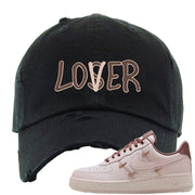 Pink Russet Low AF1s Distressed Dad Hat | Lover, Black