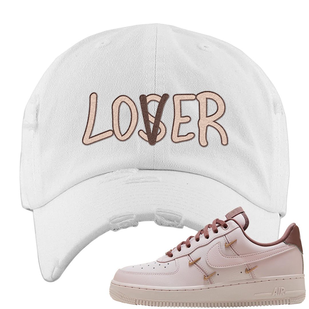 Pink Russet Low AF1s Distressed Dad Hat | Lover, White