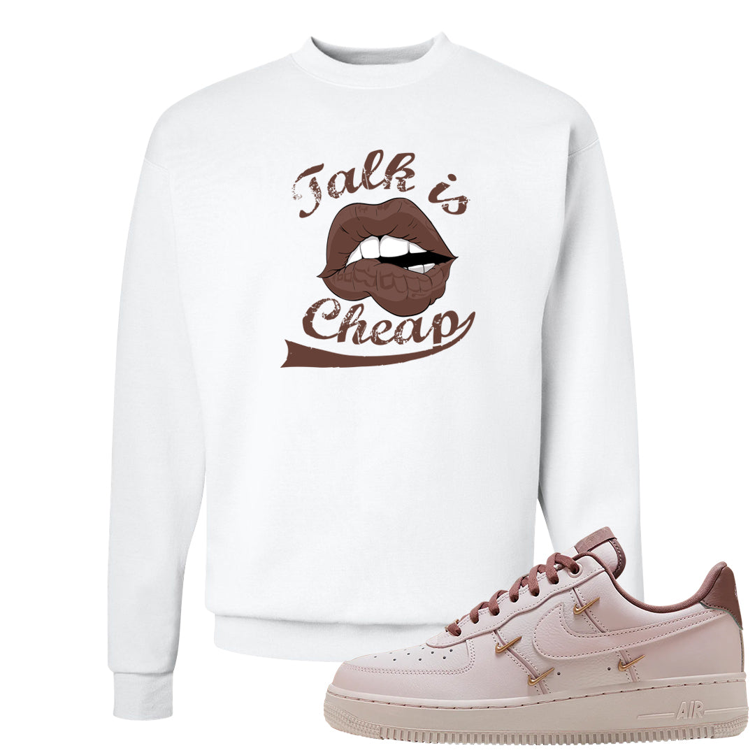Pink Russet Low AF1s Crewneck Sweatshirt | Talk Lips, White