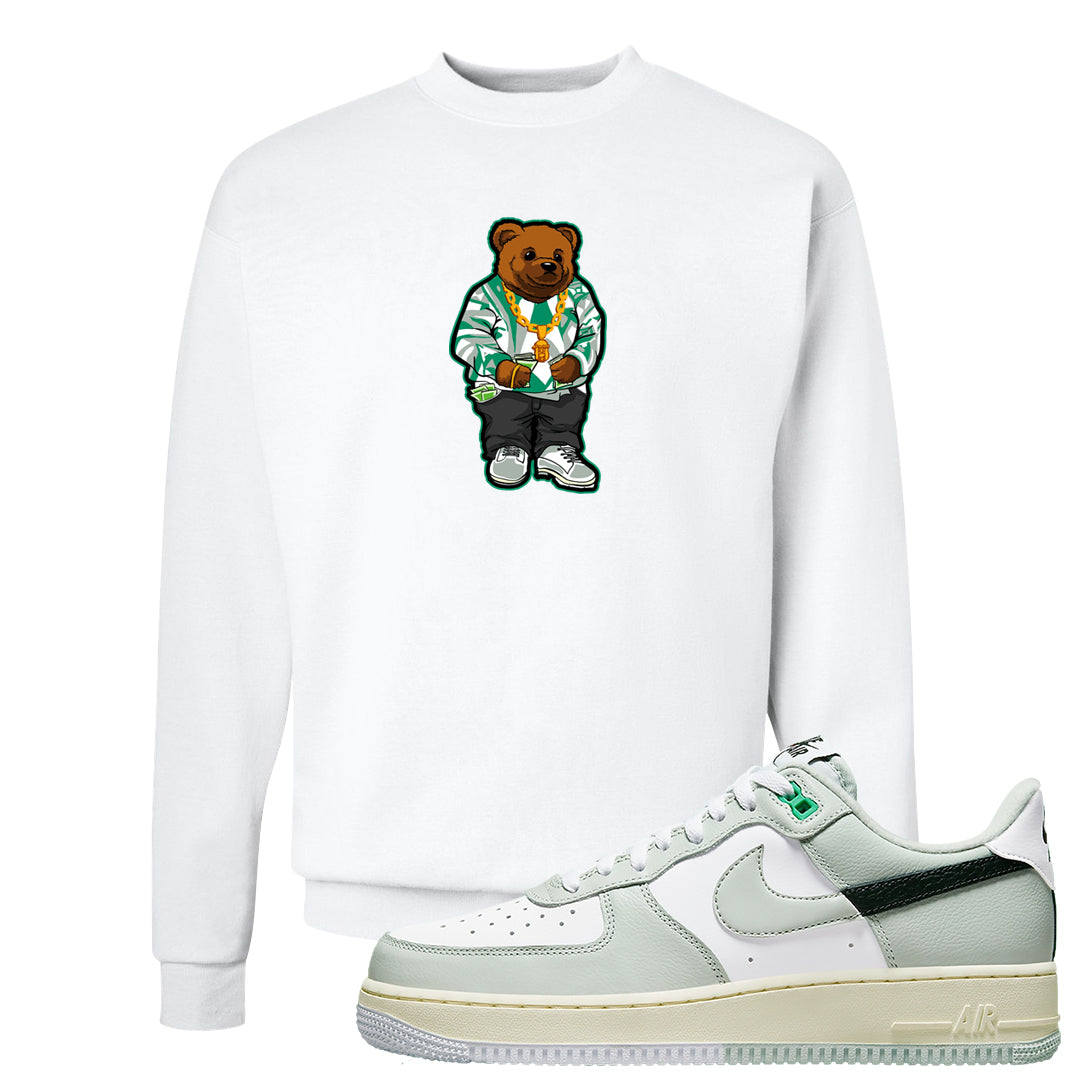 Split Grey White Black Low 1s Crewneck Sweatshirt | Sweater Bear, White