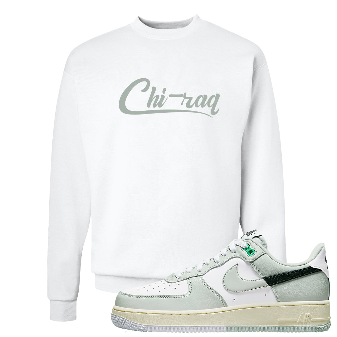 Split Grey White Black Low 1s Crewneck Sweatshirt | Chiraq, White