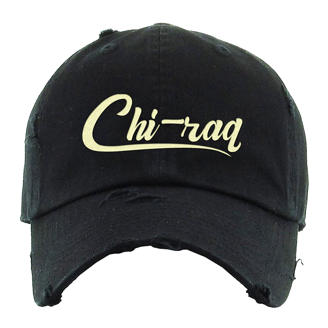 Split Grey White Black Low 1s Distressed Dad Hat | Chiraq, Black