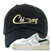 Split Grey White Black Low 1s Distressed Dad Hat | Chiraq, Black