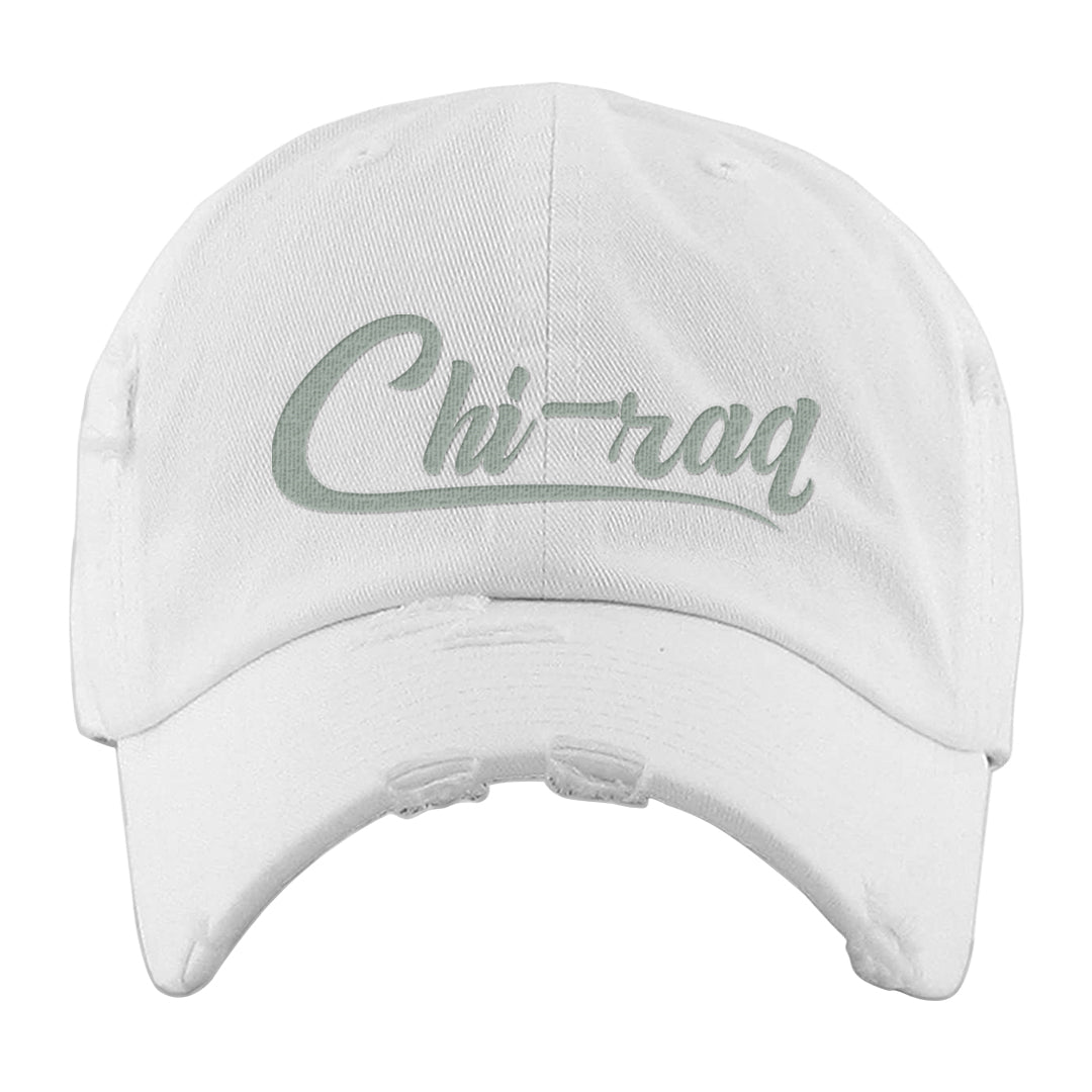 Split Grey White Black Low 1s Distressed Dad Hat | Chiraq, White