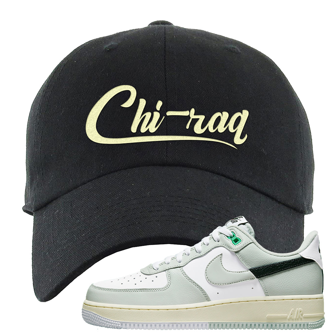 Split Grey White Black Low 1s Dad Hat | Chiraq, Black