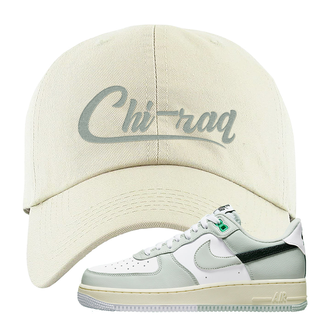 Split Grey White Black Low 1s Dad Hat | Chiraq, White