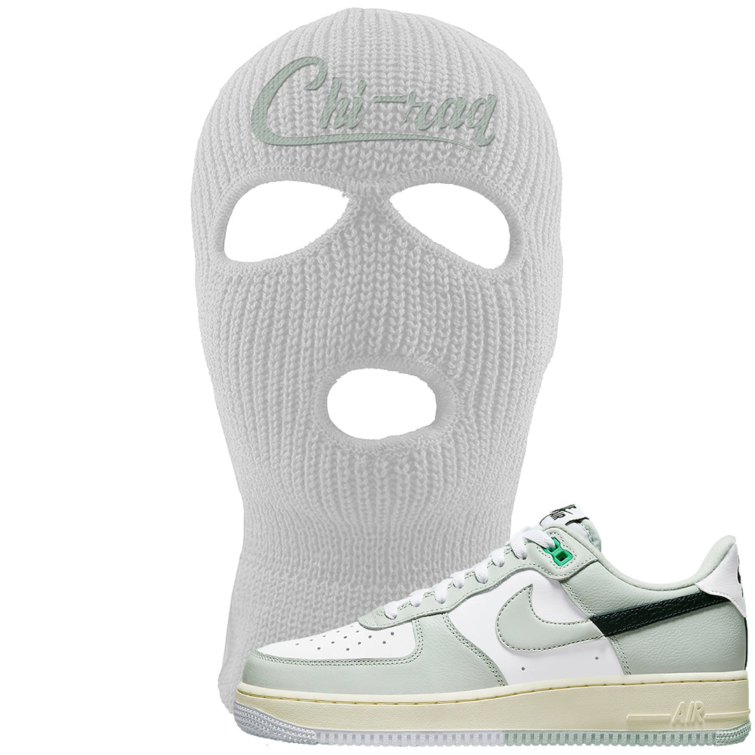 Split Grey White Black Low 1s Ski Mask | Chiraq, White